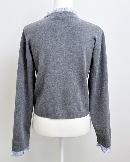 INGNI（イング） フリルレイヤードニットカーディガン ｸﾞﾚｰ/ﾌﾞﾙｰｽﾄﾗｲﾌﾟ