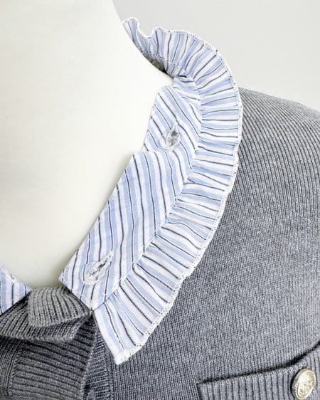 INGNI（イング） フリルレイヤードニットカーディガン ｸﾞﾚｰ/ﾌﾞﾙｰｽﾄﾗｲﾌﾟ