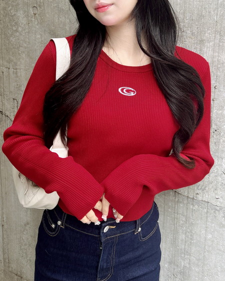 メタルプリントリブニット