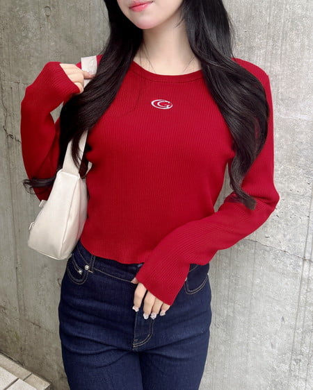 INGNI（イング） メタルプリントリブニット ｱｶ