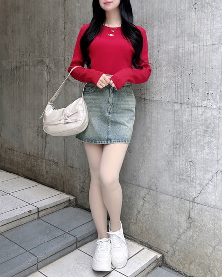 INGNI（イング） メタルプリントリブニット ｱｶ