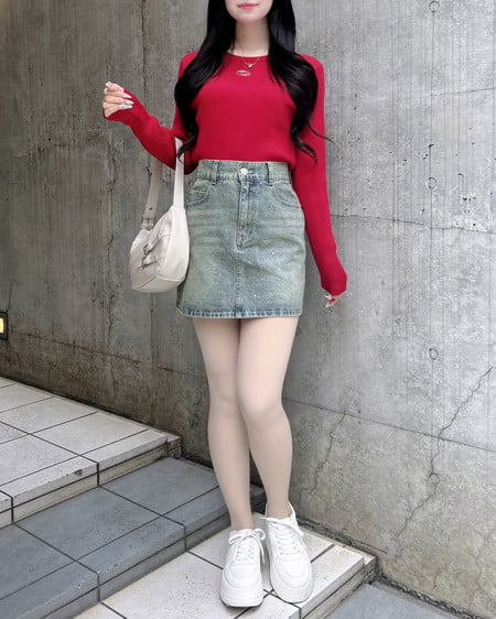 INGNI（イング） メタルプリントリブニット ｱｶ