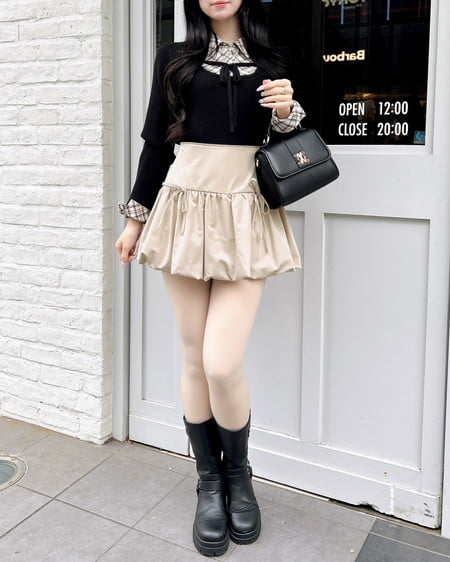 INGNI（イング） リボンバルーンミニスカパン ﾍﾞｰｼﾞｭ