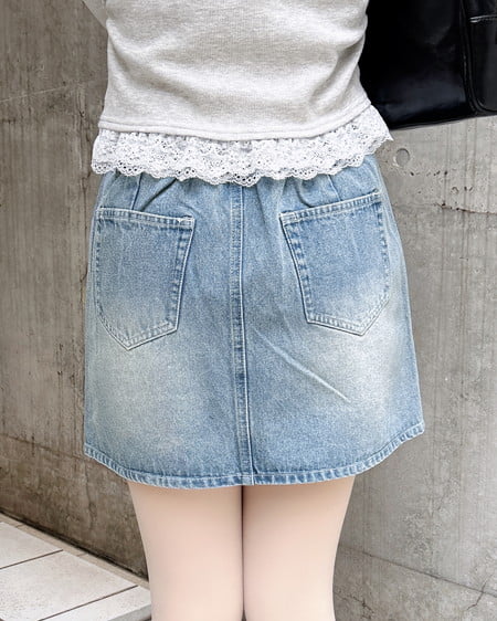 INGNI（イング） ラインストーンデニムミニスカート(セットアップ対応) ﾃﾞﾆﾑ/ﾗｲﾄﾌﾞﾙｰ