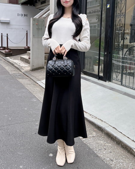 INGNI(イング) ワンショルドット肩リボンニット オフホワイト