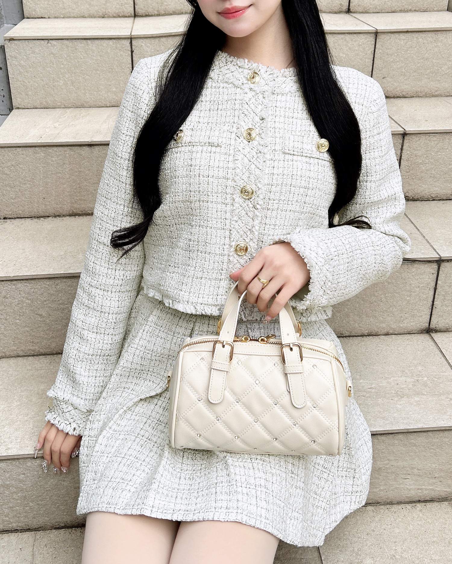 近年 極美品✨ダイアグラム ツイードフリンジブルゾン ホワイト36 ツイードフリンジジャケット(セットアップ対応)｜INGNI(イング) 公式