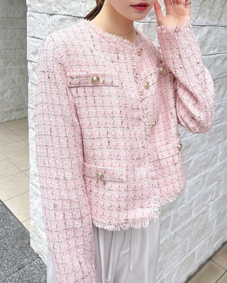 INGNI（イング） ツイードジャケット ﾋﾟﾝｸﾍﾞｰｼﾞｭ