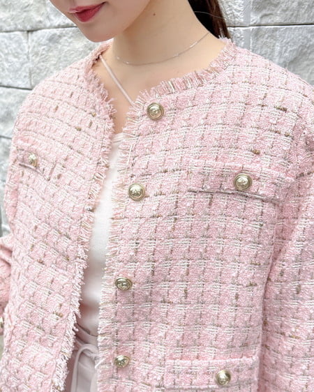 INGNI（イング） ツイードジャケット ﾋﾟﾝｸﾍﾞｰｼﾞｭ