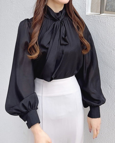 INGNI(イング) ボウタイブラウス クロ