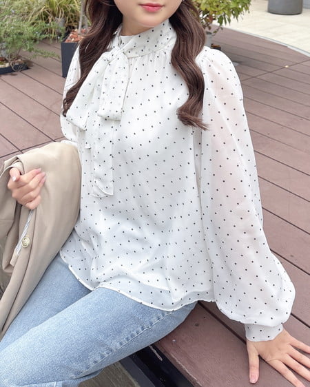 INGNI（イング） ボウタイブラウス ｵﾌﾎﾜｲﾄ/ﾄﾞｯﾄ