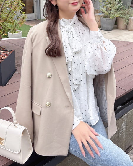 INGNI（イング） ボウタイブラウス ｵﾌﾎﾜｲﾄ/ﾄﾞｯﾄ