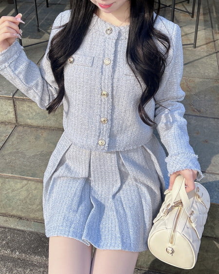 INGNI(イング) ツイードフリンジジャケット(セットアップ対応) サックス/ツイード