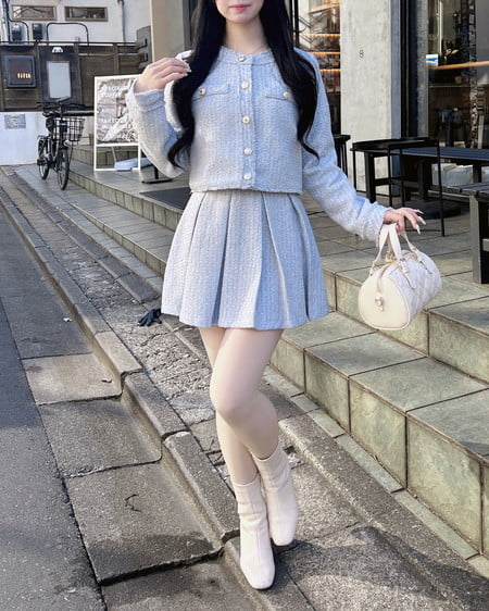 INGNI（イング） ツイードボックスプリーツスカパン(セットアップ対応) ｻｯｸｽ/ﾂｲｰﾄﾞ