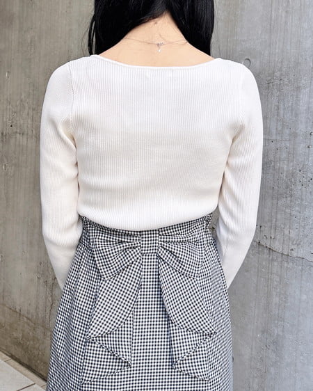 INGNI(イング) ビット付デコルテオープンリブニット オフホワイト