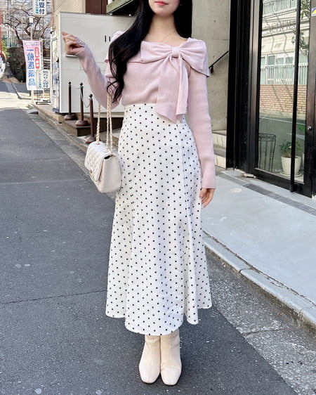 INGNI(イング) リボンオフショルニット ピンク