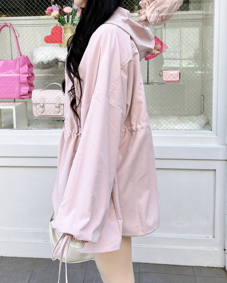 INGNI(イング) ミドル丈袖リボン2Wayマウンテンパーカー ピンク