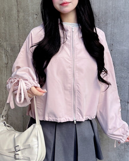 INGNI（イング） 袖レースアップクロップド丈マウンテンパーカー ﾋﾟﾝｸ