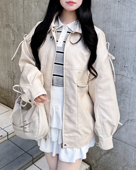 INGNI（イング） マルチWayリボンフェイクレザービッグブルゾン ｱｲﾎﾞﾘｰ