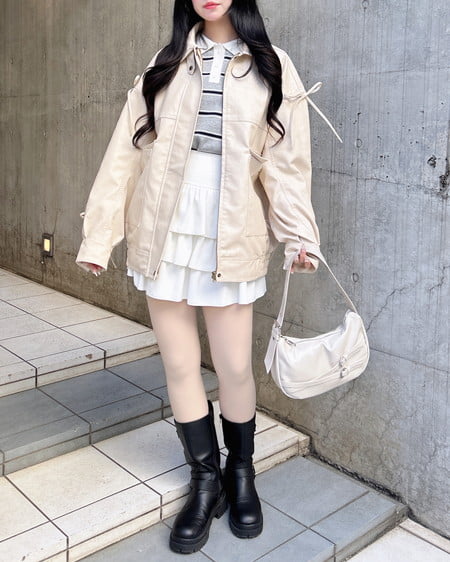 INGNI（イング） マルチWayリボンフェイクレザービッグブルゾン ｱｲﾎﾞﾘｰ