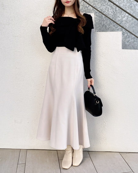 INGNI(イング) リボンオフショルニット クロ