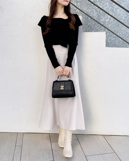 INGNI(イング) リボンオフショルニット クロ