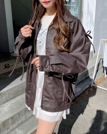 INGNI（イング） マルチWayリボンフェイクレザービッグブルゾン ﾌﾞﾗｳﾝ