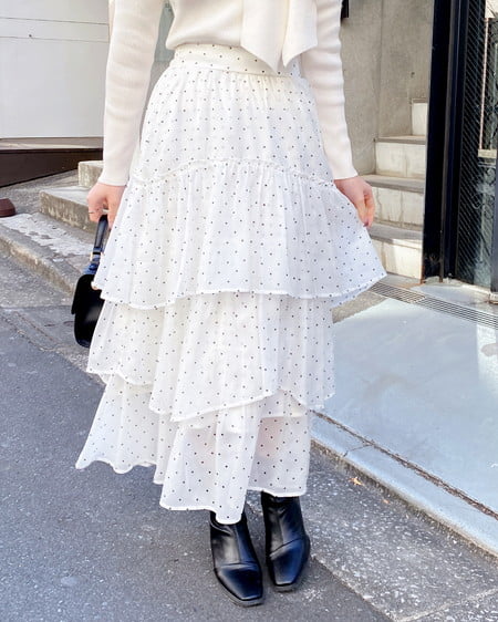 INGNI（イング） シアーティアードスカート ﾄﾞｯﾄ