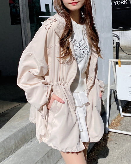 ミドル丈袖リボン2Wayマウンテンパーカー