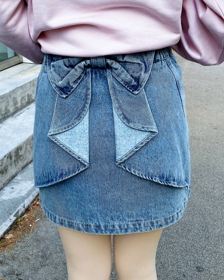 INGNI（イング） バックリボンデニムタイトスカート ﾌﾞﾙｰ