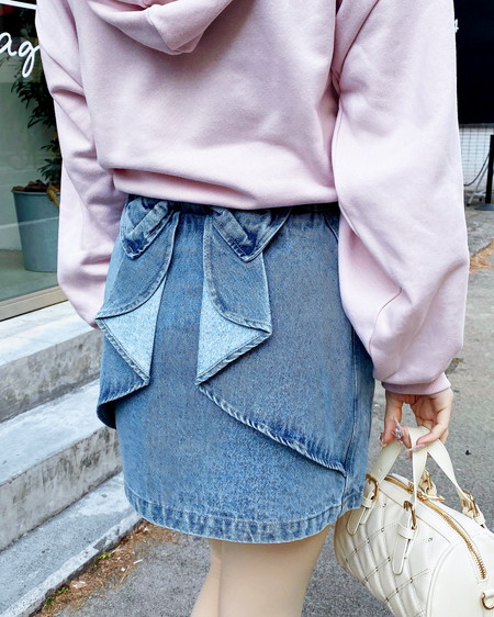 INGNI（イング） バックリボンデニムタイトスカート ﾌﾞﾙｰ