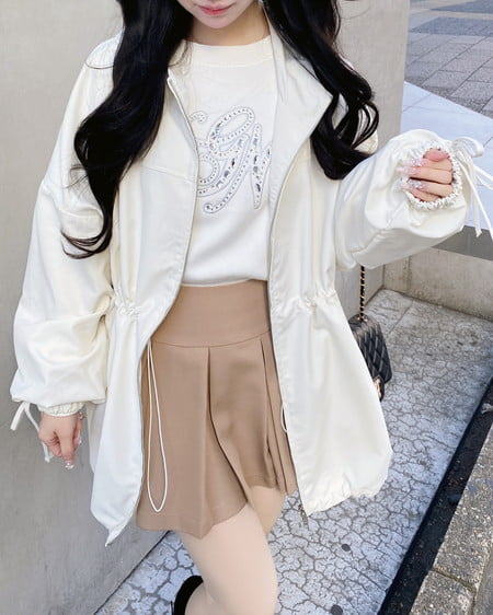 INGNI(イング) ミドル丈袖リボン2Wayマウンテンパーカー アイボリー