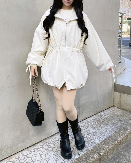 INGNI(イング) ミドル丈袖リボン2Wayマウンテンパーカー アイボリー