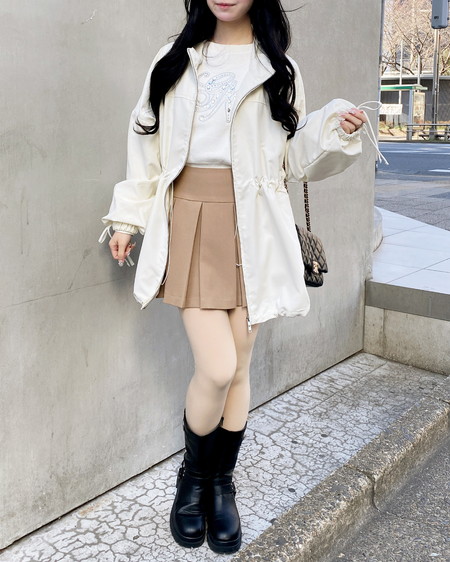 INGNI(イング) ミドル丈袖リボン2Wayマウンテンパーカー アイボリー