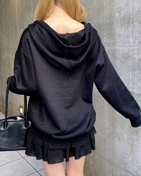 INGNI（イング） ラメスウェットジップパーカー ｸﾛ