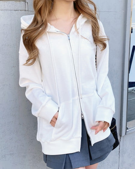 INGNI（イング） ラメスウェットジップパーカー ｵﾌﾎﾜｲﾄ