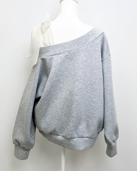 INGNI（イング） 肩リボンワンショルダンボールトップス ｸﾞﾚｰ