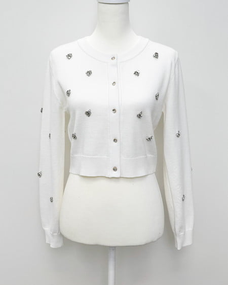 ビジュー装飾ニットカーディガン