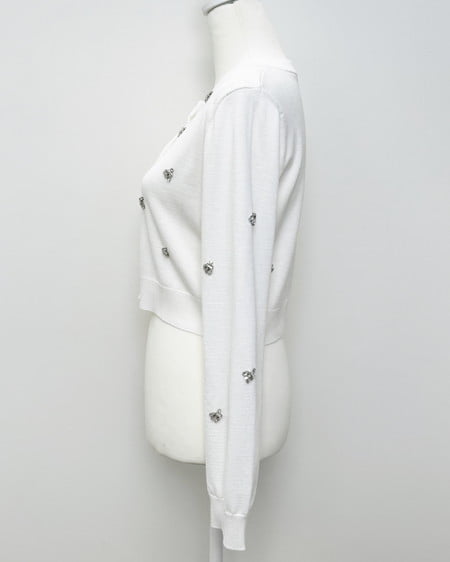 INGNI（イング） ビジュー装飾ニットカーディガン ｵﾌﾎﾜｲﾄ