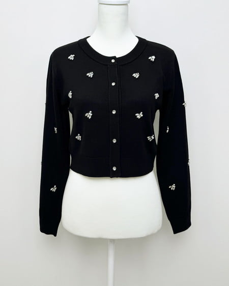 INGNI（イング） ビジュー装飾ニットカーディガン ｸﾛ