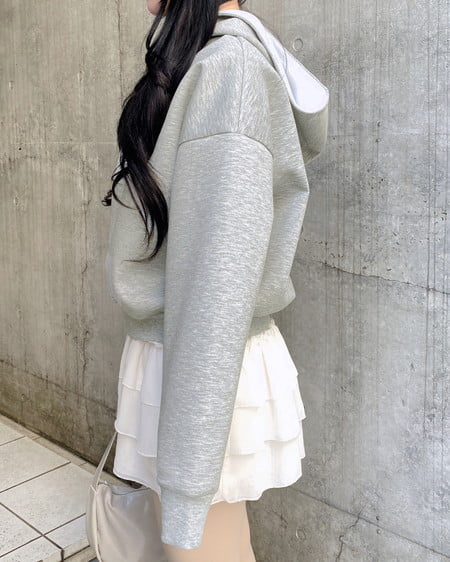 INGNI（イング） ダンボールハーフジップ胸刺繍ロゴパーカー ｸﾞﾚｰ/ｵﾌﾎﾜｲﾄ