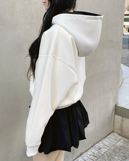 INGNI（イング） ダンボールハーフジップ胸刺繍ロゴパーカー ｱｲﾎﾞﾘｰ/ｸﾛ