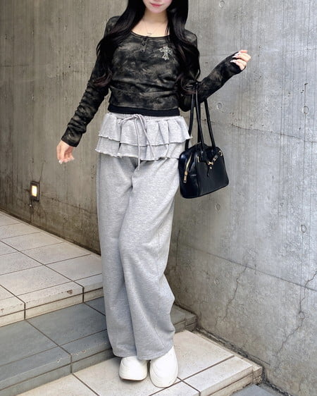 INGNI（イング） フリルスウェットパンツ ｸﾞﾚｰ