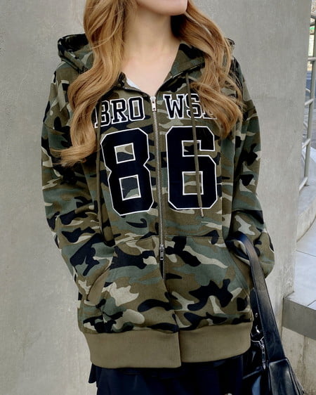 ナンバリングスウェットダブルジップパーカー