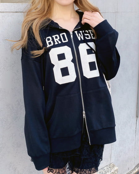 ナンバリングスウェットダブルジップパーカー