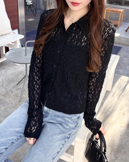 INGNI（イング） ストレッチレーストップス ｸﾛ