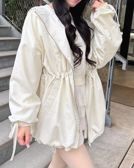 INGNI(イング) ミドル丈袖リボン2Wayマウンテンパーカー アイボリー