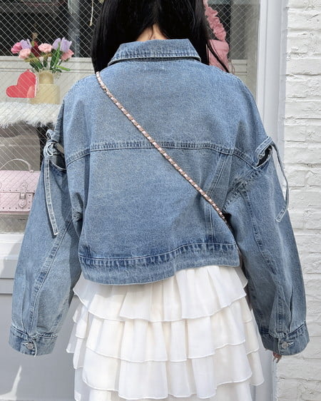 INGNI(イング) 袖リボンクロップド丈Gジャン デニム/ライトブルー