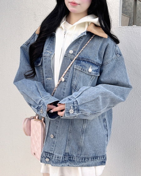 INGNI（イング） 襟異素材取り外しビッグGジャン ﾃﾞﾆﾑ/ﾗｲﾄﾌﾞﾙｰ