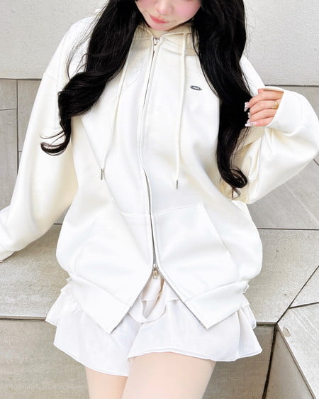 胸プレート付ダンボールダブルジップパーカー