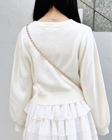 INGNI（イング） パールビジューロゴニット ｵﾌﾎﾜｲﾄ